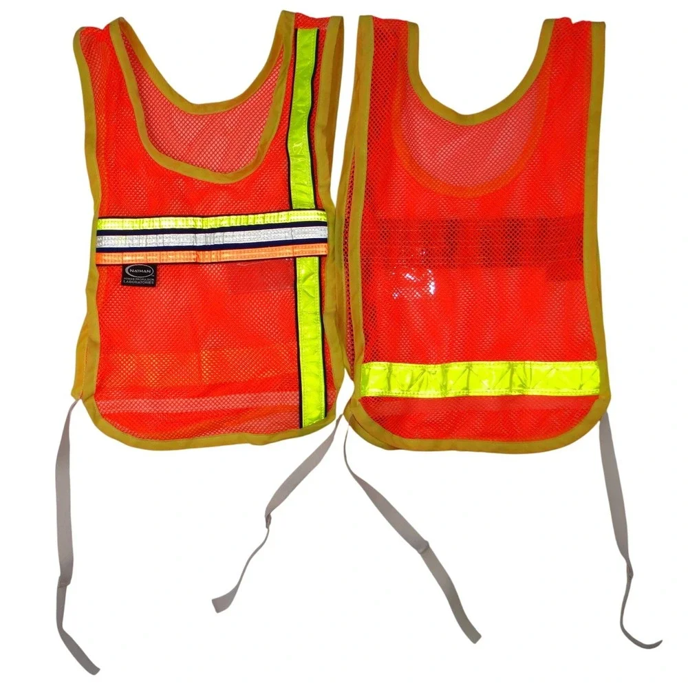 Kids Safety Vest High Visibility Orange Mesh Reflective‎ Tie Closure Set of 2